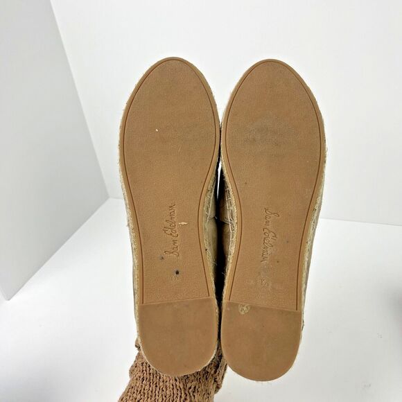 Sam Edelman Khloe Beige Suede Leather Espadrilles Shoes Size 8.5 Womens Jute - Picture 6 of 8
